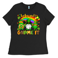Black St. Patrick's Lucky and i gnome it Ladies Tee - OliviaCreatesArt