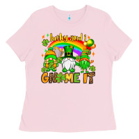 Bubblegum Pink St. Patrick's Lucky and i gnome it Ladies Tee - OliviaCreatesArt