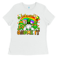 White St. Patrick's Lucky and i gnome it Ladies Tee - OliviaCreatesArt