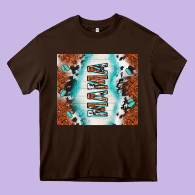 Tooled Leather And Cowhide Mama Heavy Core Tee Designed By Tumblerdesignbyshophia