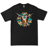 Black texas longhorn sunflower background Premium Tee - RanaPortraitStore