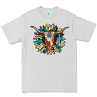 Dove Grey texas longhorn sunflower background Premium Tee - RanaPortraitStore