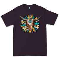 Plum texas longhorn sunflower background Premium Tee - RanaPortraitStore