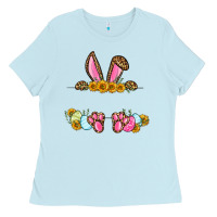 Baby Blue Western Easter bunny name frame Ladies Tee - OliviaCreatesArt