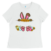 White Western Easter bunny name frame Ladies Tee - OliviaCreatesArt