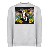 Heather Grey cow cactus and sunflower Heavyweight Sweatshirt - AdoDesignShop