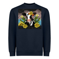 Navy cow cactus and sunflower Heavyweight Sweatshirt - AdoDesignShop
