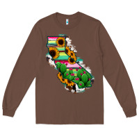 Chestnut California Map Sunflower Cactus Serape Long Sleeve Tee - RanaPortraitStore