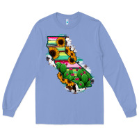 Colony Blue California Map Sunflower Cactus Serape Long Sleeve Tee - RanaPortraitStore