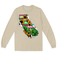Mushroom California Map Sunflower Cactus Serape Long Sleeve Tee - RanaPortraitStore