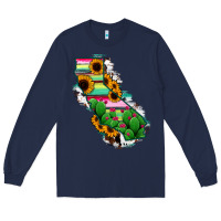 Navy California Map Sunflower Cactus Serape Long Sleeve Tee - RanaPortraitStore
