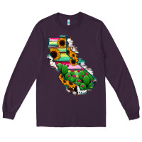 Plum California Map Sunflower Cactus Serape Long Sleeve Tee - RanaPortraitStore
