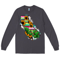 Smoke California Map Sunflower Cactus Serape Long Sleeve Tee - RanaPortraitStore