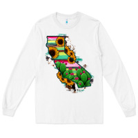 White California Map Sunflower Cactus Serape Long Sleeve Tee - RanaPortraitStore