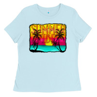 Baby Blue summer vibes Ladies Tee - CowCowDesign