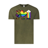 Vintage Olive Peace love Pride Vintage Tee - FaDigitalArtStudio