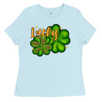 Baby Blue St. Patrick's Lucky and shamrock Ladies Tee - OliviaCreatesArt