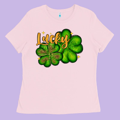 St. Patrick's Lucky And Shamrock Ladies Tee Designed By Oliviacreatesart