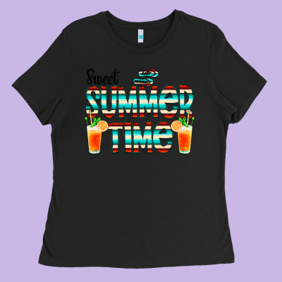 Sweet Summer Time Cocktail Ladies Tee Designed By Cowcowdesign