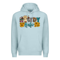 Blue Mist Western Howdy Heifer With Simmental Cow Premium Hoodie - LillyAllenDesigns