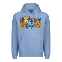 Colony Blue Western Howdy Heifer With Simmental Cow Premium Hoodie - LillyAllenDesigns