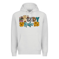 Dove Grey Western Howdy Heifer With Simmental Cow Premium Hoodie - LillyAllenDesigns
