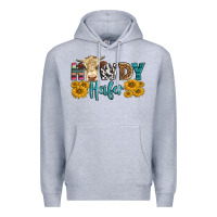 Heather Grey Western Howdy Heifer With Simmental Cow Premium Hoodie - LillyAllenDesigns