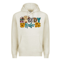 Oatmeal Heather Western Howdy Heifer With Simmental Cow Premium Hoodie - LillyAllenDesigns