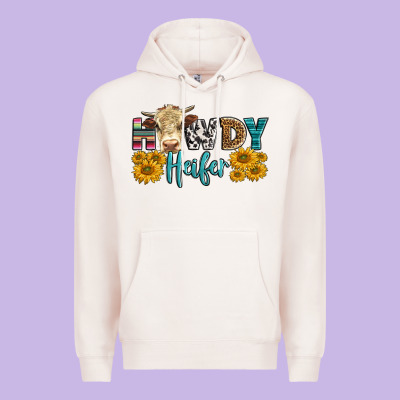 Western Howdy Heifer With Simmental Cow Premium Hoodie Designed By Lillyallendesigns