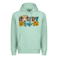 Seafoam Western Howdy Heifer With Simmental Cow Premium Hoodie - LillyAllenDesigns