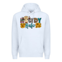 White Western Howdy Heifer With Simmental Cow Premium Hoodie - LillyAllenDesigns