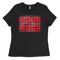 Black distressed buffalo plaid background Ladies Tee - CowCowDesign