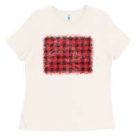 Bone distressed buffalo plaid background Ladies Tee - CowCowDesign