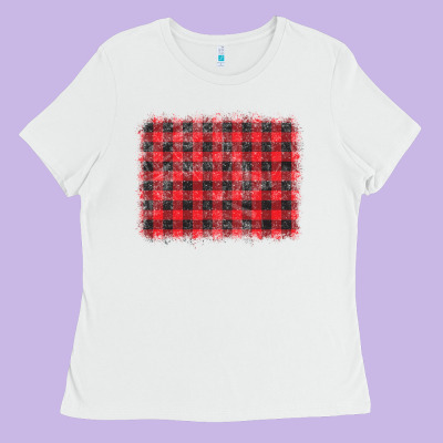 Distressed Buffalo Plaid Background Ladies Tee Designed By Cowcowdesign