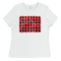White distressed buffalo plaid background Ladies Tee - CowCowDesign