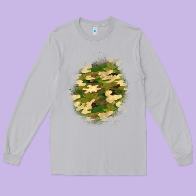 Camouflage Patch 5 Long Sleeve Tee Designed By Bundleandbundleshop