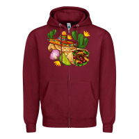 Burgundy burrito  with sombrero and union with cactus Zipper Hoodie - AdoDesignShop