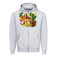 Heather Grey burrito  with sombrero and union with cactus Zipper Hoodie - AdoDesignShop