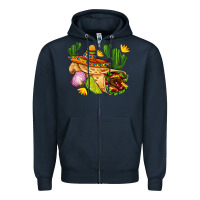 Navy burrito  with sombrero and union with cactus Zipper Hoodie - AdoDesignShop