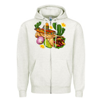 Oatmeal Heather burrito  with sombrero and union with cactus Zipper Hoodie - AdoDesignShop