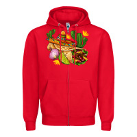 Burrito  With Sombrero And Union With Cactus Zipper Hoodie | Teevron