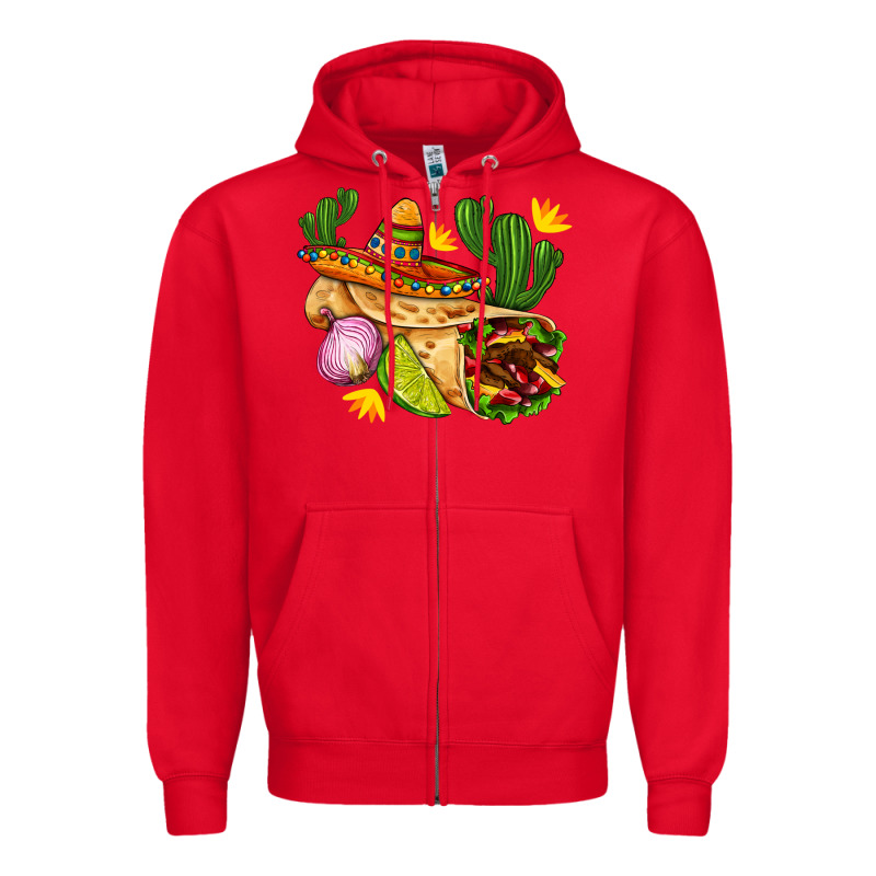 Burrito  With Sombrero And Union With Cactus Zipper Hoodie by AdoDesignShop | Teevron