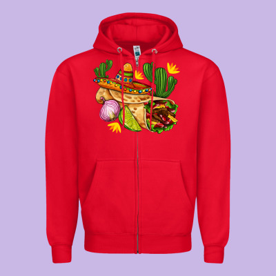 Burrito  With Sombrero And Union With Cactus Zipper Hoodie Designed By Adodesignshop