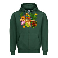 Sports Green burrito  with sombrero and union with cactus Zipper Hoodie - AdoDesignShop