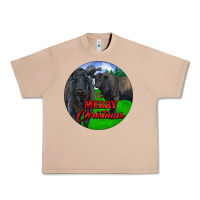 Burro Black Angus Cattle and Bull Merry Christmas Urban Heavy Tee - RanaPortraitStore