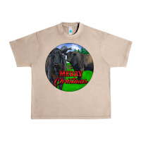 French Oak Black Angus Cattle and Bull Merry Christmas Urban Heavy Tee - RanaPortraitStore