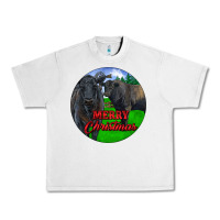 Lunar Rock Black Angus Cattle and Bull Merry Christmas Urban Heavy Tee - RanaPortraitStore
