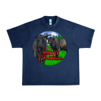 Navy Black Angus Cattle and Bull Merry Christmas Urban Heavy Tee - RanaPortraitStore