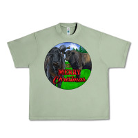 Oil Green Black Angus Cattle and Bull Merry Christmas Urban Heavy Tee - RanaPortraitStore