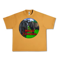 Peanut Butter Black Angus Cattle and Bull Merry Christmas Urban Heavy Tee - RanaPortraitStore